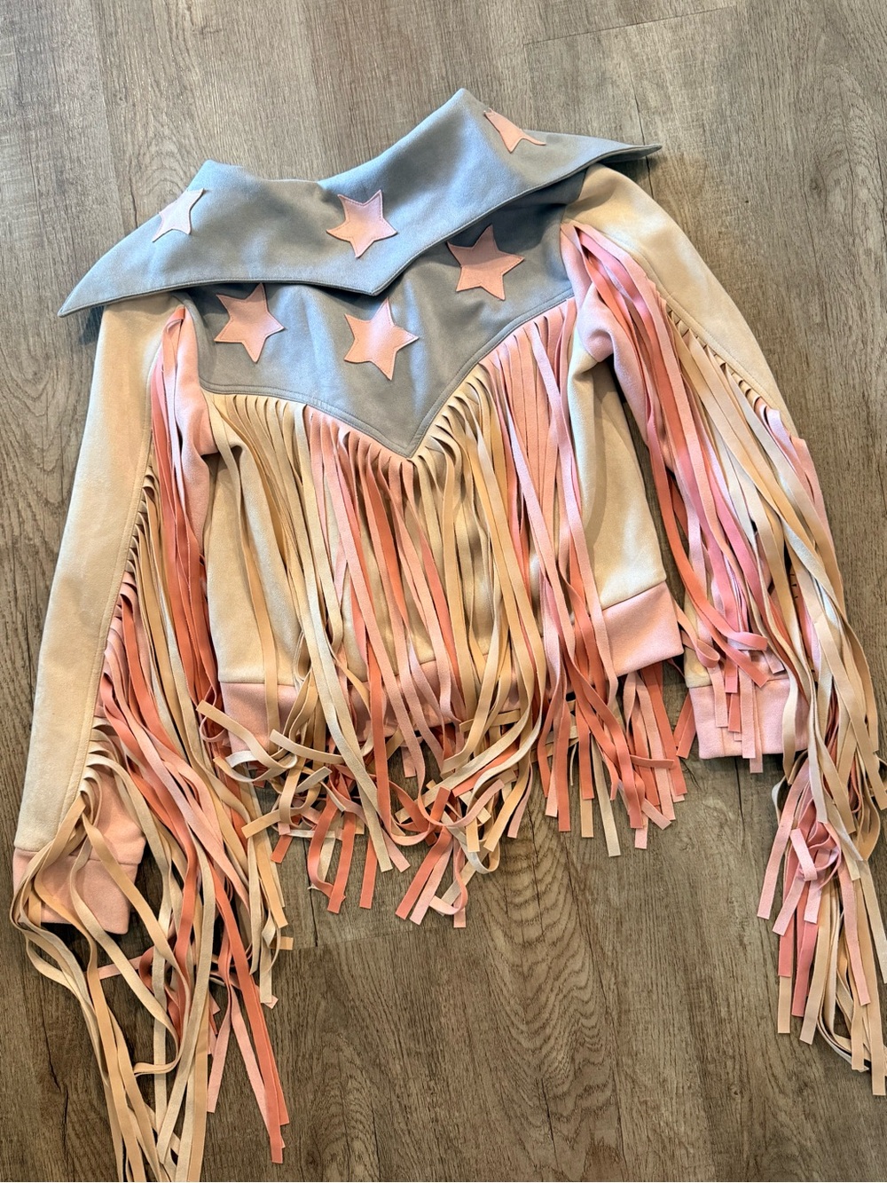 Cloud Ten Fringed Star Accent Jacket in Pink & Gray - Picture 2 of 3